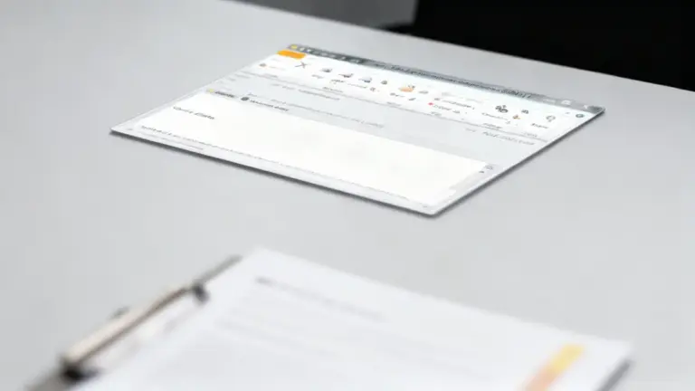 Schermo di un computer con una finestra email aperta su una scrivania