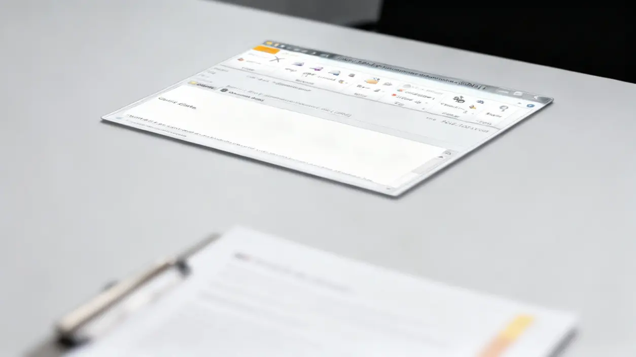 Schermo di un computer con una finestra email aperta su una scrivania