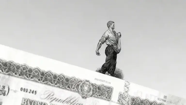 Dettaglio di un buono fruttifero postale con illustrazione di una figura maschile